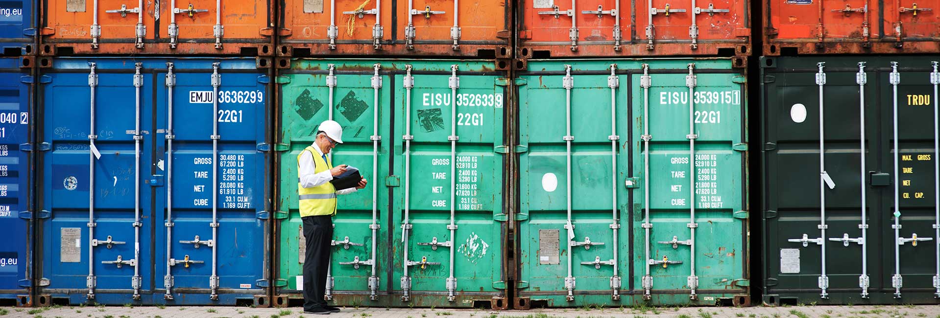 customs inspector with containers